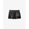 Zadig & Voltaire Womens Black Siddyl Stud-embellished Leather Shorts In Black