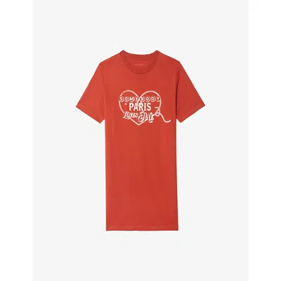 Zadig & Voltaire Womens Zadig&voltaire Dima Graphic-print Short-sleeve Cotton Mini Dress