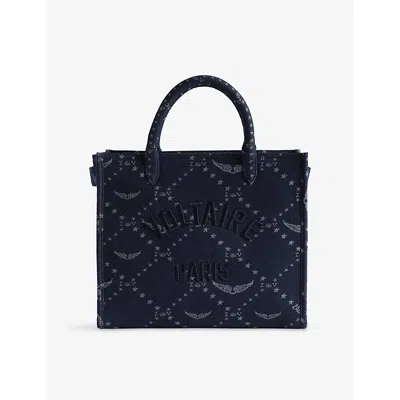 Zadig & Voltaire Angel Mini Zv Monogram Denim Tote In Blue