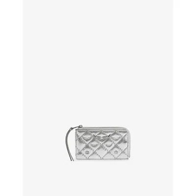 Zadig & Voltaire Womens Zadig&voltaire Zv Monogram Metallic-leather Card Holder In Silver
