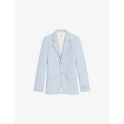 Zadig & Voltaire Womens Sky Vanille Single-breasted Woven Blazer In Blue