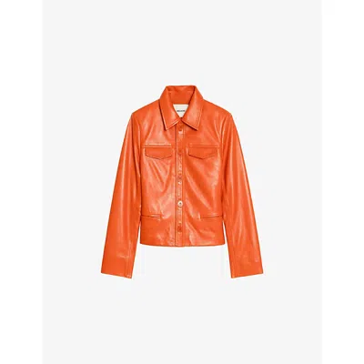 Zadig & Voltaire Womens Tangerine Liam Regular-fit Leather Jacket Xs In Red