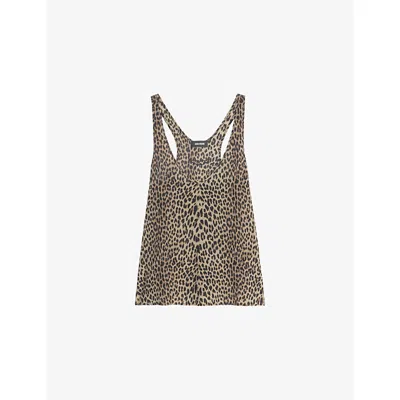 Zadig & Voltaire Womens Leaves Tarysa Leopard-print Woven Top In Neutral