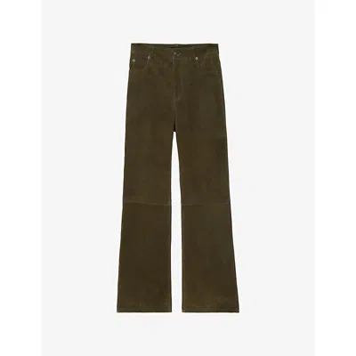 Zadig & Voltaire Womens Treillis Evy Suede Leather Trousers In Brown