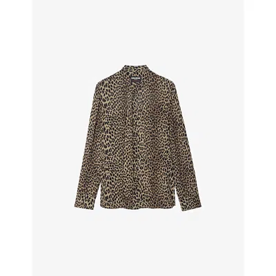 ZADIG & VOLTAIRE WOMENS LEAVES TULBA LEOPARD-PRINT SATIN SHIRT