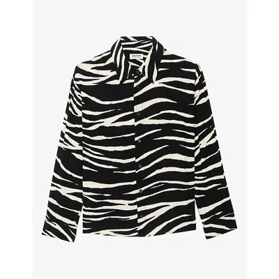 Zadig & Voltaire Womens Tyrica Zebra-print Long-sleeve Satin Shirt Black Xs In Multi