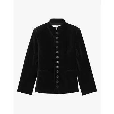 Zadig & Voltaire Womens Vallo Officer-collar Stretch-woven Blazer Black