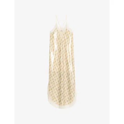 Zadig & Voltaire Womens Vanille Ristyl Sequin-print Woven Maxi Dress In Neutral