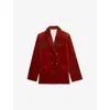 Zadig & Voltaire Womens Burn Vaska Double-breasted Cotton-velvet Blazer In Red