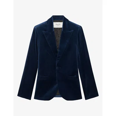Zadig & Voltaire Womens Vavy Single-breasted Velvet Blazer Marine In Blue
