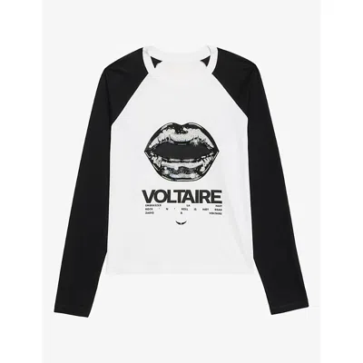 Zadig & Voltaire Womens Walkra Rhinestone-embellished Cotton-jersey T-shirt White In Black