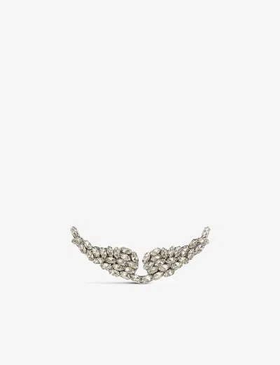 Zadig & Voltaire Swing Your Wings Rhinestone-encrusted Metal Badge In White