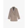 Zadig & Voltaire Womens Wood Double-breasted Peak-lapel Wool-blend Coat In Neutral