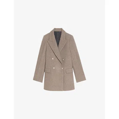 ZADIG & VOLTAIRE WOMENS DOUBLE-BREASTED PEAK-LAPEL WOOL-BLEND COAT WOOD XS