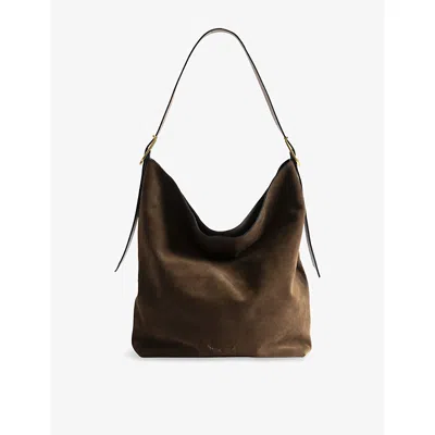 Zadig & Voltaire Womens Zadig&voltaire Jane Hobo Xl Suede Shoulder Bag In Brown