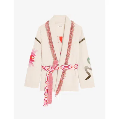 Zadig & Voltaire Alpa Wool Blend Sunset Cardigan In White