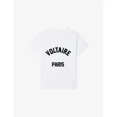 ZADIG & VOLTAIRE WOMENS ALYS BRAND-APPLIQUÉ COTTON-JERSEY T-SHIRT WHITE