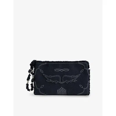 Zadig & Voltaire Womens Zadig&voltaire Angel Western Denim Pouch In Silent