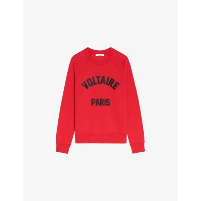 ZADIG & VOLTAIRE WOMENS LOVE BRANDED ROUND-NECK COTTON-BLEND SWEATSHIRT XS