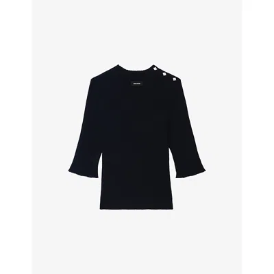 Zadig & Voltaire Womens Zadig&voltaire Fobee Round-neck Wool-blend Jumper In Black