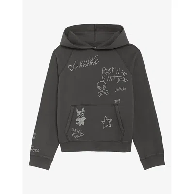 Zadig & Voltaire Womens Zadig&voltaire Georgy Rhinestone-embellished Relaxed-fit Cotton Hoody In Carbone