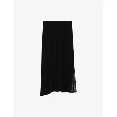 Zadig & Voltaire Jaylal Lace Trim Silk Maxi Skirt In Black
