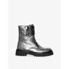 Zadig & Voltaire Womens Gun Joe Fast Vintage Metal Leather Ankle Boots Eur 40 / 7 Uk In Silver