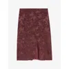 Zadig & Voltaire Womens Julen Horse-jacquard Silk Midi Skirt Burgundy In Burgundy