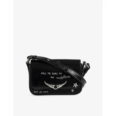 Zadig & Voltaire Womens Black Le Zazi Vintage Patent-leather Shoulder Bag