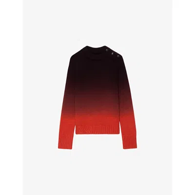 Zadig & Voltaire Womens Tangerine Malty Long-sleeve Wool And Cashmere-blend Jumper Xs In Orange