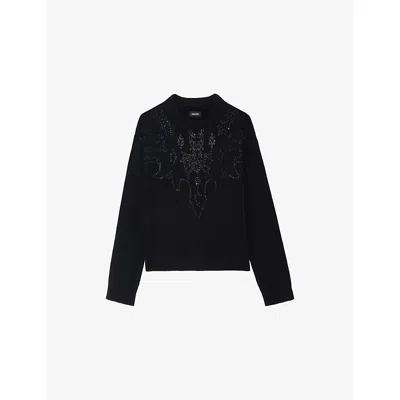 Zadig & Voltaire Womens Zadig&voltaire Markuz Rhinestone-embellished Cashmere Jumper In Black
