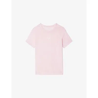 ZADIG & VOLTAIRE WOMENS ZADIG&VOLTAIRE MARTA DIAMANTE-EMBELLISHED SHORT-SLEEVE COTTON-BLEND T-SHIRT