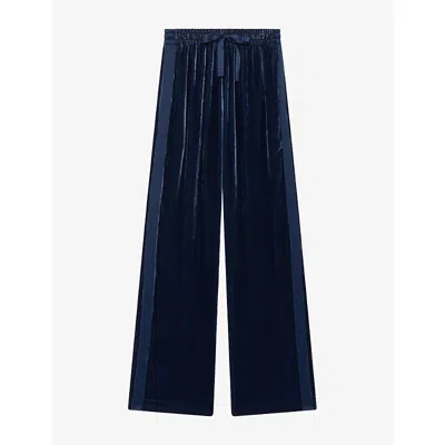 Zadig & Voltaire Womens Zadig&voltaire Poma Drawstring-waist Vsilk-blend Velvet Trousers In Marine