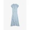 Zadig & Voltaire Womens Cloud Randall V-neck Raglan-sleeve Satin Midi Dress Xs In Gray