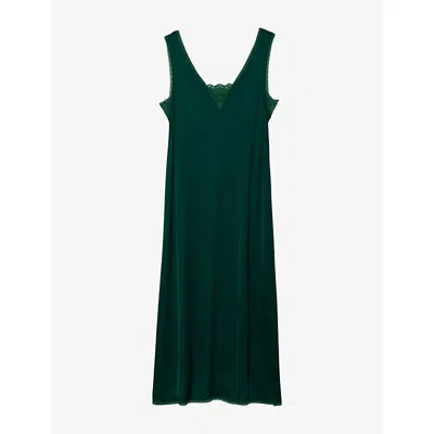 Zadig & Voltaire Womens Zadig&voltaire Renzo V-neck Satin Maxi Dress In Rain Forest