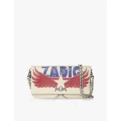 Zadig & Voltaire Womens Flash Rock America Graphic-print Leather Clutch Bag