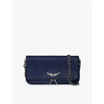 Zadig & Voltaire Womens Rock Grained Leather Clutch Electric