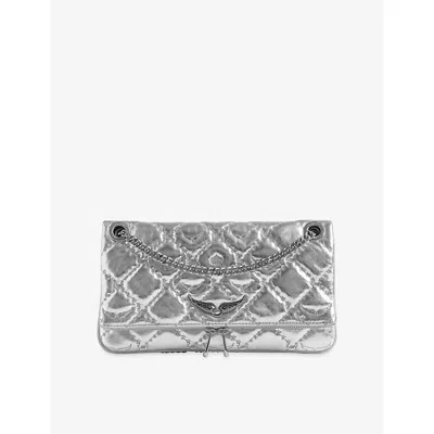 Zadig & Voltaire Womens Silver Rock Ii Quilted Leather Clutch