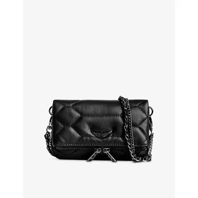 Zadig & Voltaire Womens Black Rock Nano Quilted Leather Clutch Bag