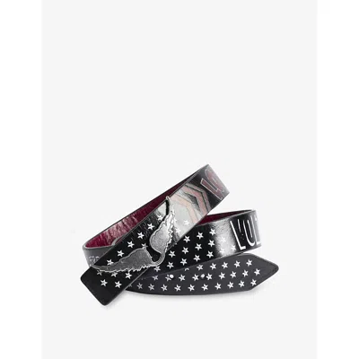 Zadig & Voltaire Womens Black Rock Reversible Leather Belt