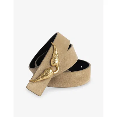 Zadig & Voltaire Womens Zadig&voltaire Rock Reversible Suede Belt In Brown