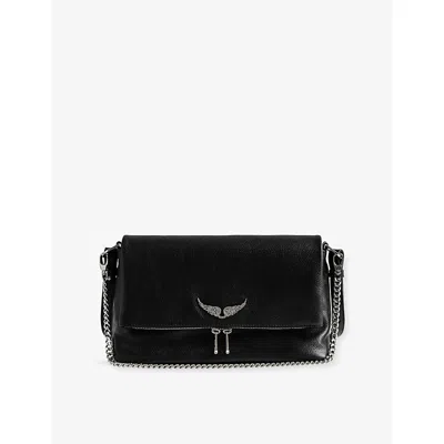 Zadig & Voltaire Womens Black Rocky Ii Wing-embellished Leather Cross-body Bag
