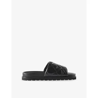 Zadig & Voltaire Womens Black Teddy Patent-leather Slides Eur 40 / 7 Uk