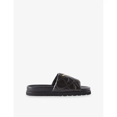 Zadig & Voltaire Womens Brownie Teddy Patent-leather Slides Eur 38/5 Uk