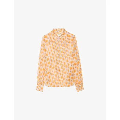 Zadig & Voltaire Womens Cream Timz Floral-print Woven Blouse In Orange