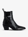 Zadig & Voltaire Womens Noir Tyler Python-effect Leather Ankle Boots In Noir