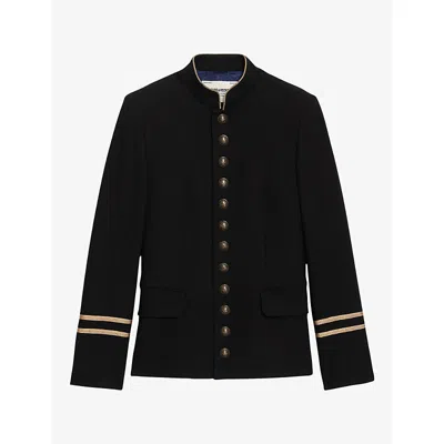 Zadig & Voltaire Womens Zadig&voltaire Vallo Officer-collar Stretch-woven Blazer In Black