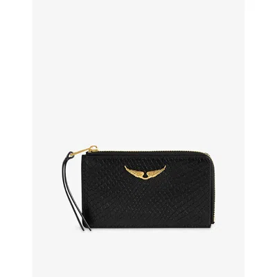Zadig & Voltaire Womens Zv Card Soft Wild Leather Card Holder Black
