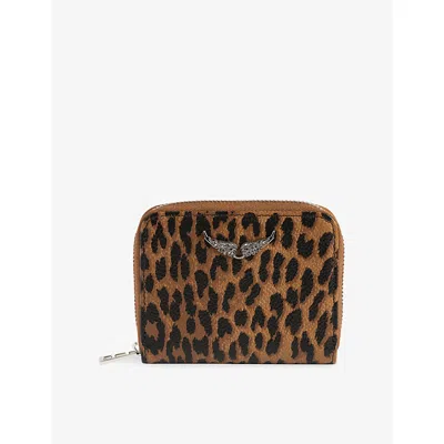 Zadig & Voltaire Womens Zv Mini Leopard Leather Purse Brandy