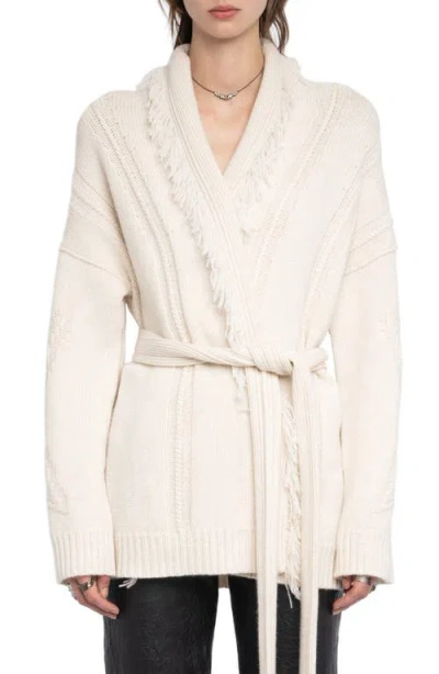 Zadig & Voltaire Wool & Cashmere Wrap Cardigan In White